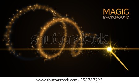Magic wand with bright sparkles. Vector illustration