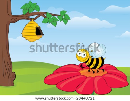 Bee On Flower - Vector - 28440721 : Shutterstock
