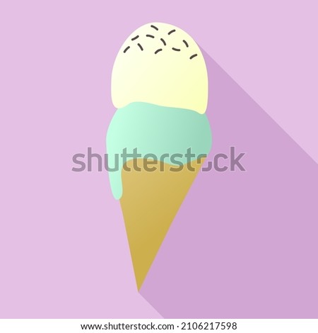 Double ice cream logo with chocolate shavings, minimalist dessert image.