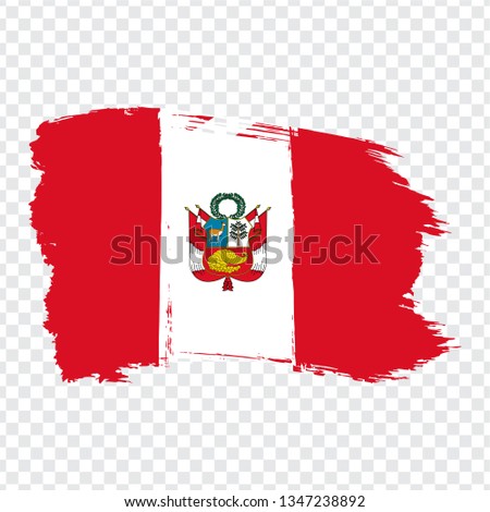 Flag of  Peru from brush strokes.  Flag Peru on transparent background for your web site design, logo, app, UI. Stock vector. Vector illustration EPS10.