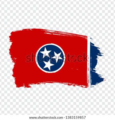 Flag of  Tennessee from brush strokes. United States of America.  Flag Tennessee on transparent background for your web site design, logo, app, UI. Stock vector. Vector illustration EPS10.