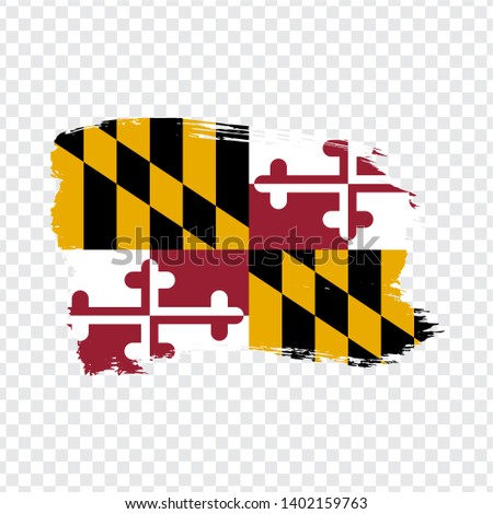 Flag of  Maryland from brush strokes. United States of America.  Flag Maryland on transparent background for your web site design, logo, app, UI. Stock vector. Vector illustration EPS10.