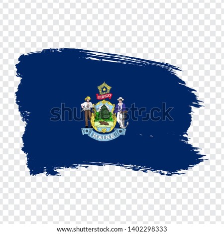 Flag of  Maine from brush strokes. United States of America.  Flag Maine on transparent background for your web site design, logo, app, UI. Stock vector. Vector illustration EPS10.