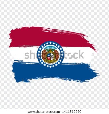 Flag of  Missouri from brush strokes. United States of America. Flag Missouri on transparent background for your web site design, logo, app, UI. Stock vector. EPS10.