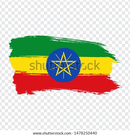 Ethiopia Flag isolated. Flag of Ethiopia, brush stroke background. Flag Ethiopia on transparent background. Flag Federal Democratic Republic of Ethiopia  for your web site design, logo, app, UI.   EPS