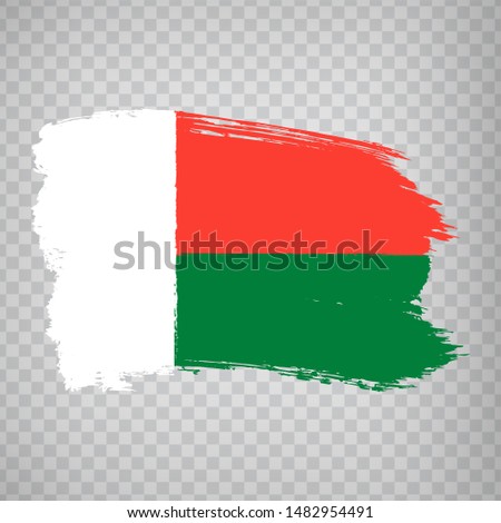 Flag Madagascar from brush strokes.  Republic of Madagascar Flag isolated.  Flag Madagascar for your web site design, logo, app, UI. Africa.  EPS10.