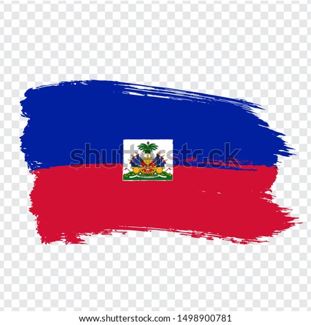 Flag Haiti from brush strokes. Flag Republic of Haiti on transparent background for your web site design, logo, app, UI. Stock vector.  EPS10.