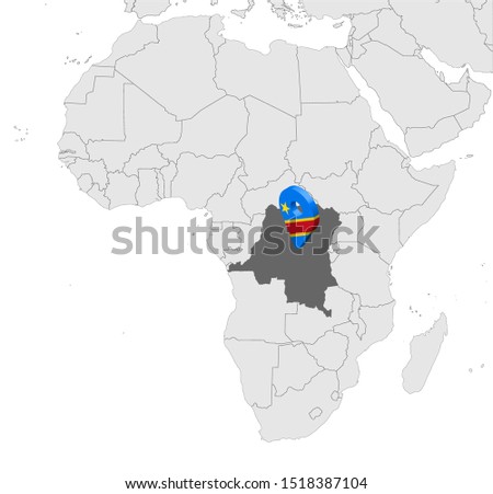Location Map Democratic Republic of the Congo on map Africa. 3d Democratic Republic of the Congo flag map marker location pin. High quality map of Democratic Republic of the Congo.  EPS10.