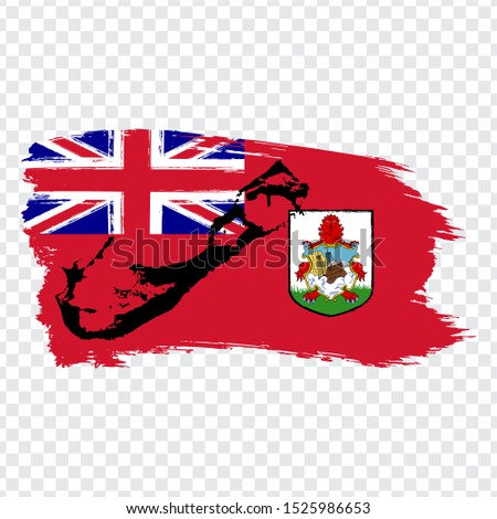 Flag Bermuda from brush strokes and Blank map Bermuda. High quality map  Bermuda and flag on transparent background for your web site design, logo, app, UI. EPS10.