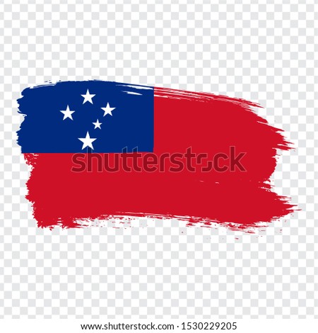 Flag Samoa from brush strokes. Flag Independent State of Samoa on transparent background for your web site design, logo, app, UI.  Oceania. Stock vector.  EPS10.