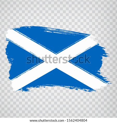 Flag Scotland from brush strokes on a transparent background for your web site design, logo, app, UI.  UK. Stock vector.  EPS10.