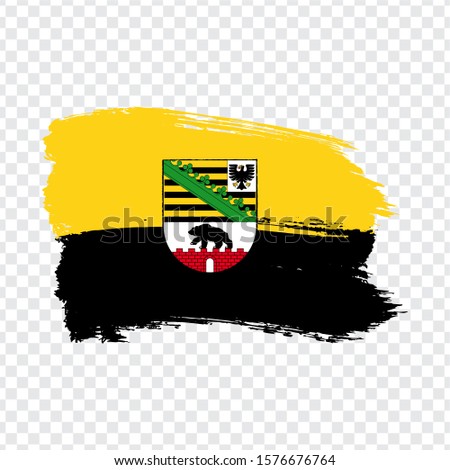 Flag Saxony-Anhalt from brush strokes. Flag of Saxony-Anhalt on transparent background for your web site design, logo, app, UI.  Germany. Stock vector.  EPS10.