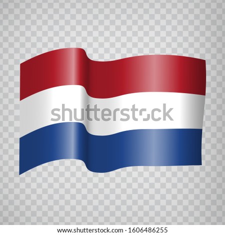 3D Realistic waving Flag of Netherlands on transparent background.  National Flag of  the Kingdom of Netherlands for your web site design, logo, app, UI. EPS10.