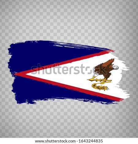 Flag of American Samoa from brush strokes. Flag of American Samoa on transparent background for your web site design, app, UI.  Oceania. USA. Stock vector.  EPS10.