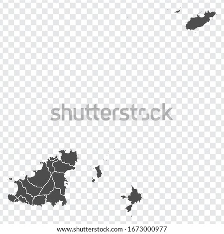 Blank map of Guernsey. High quality map of Guernsey  with provinces on transparent background for your web site design, logo, app, UI.  Europe. EPS10.