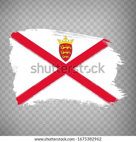 Flag of Jersey from brush strokes. Flag  of Jersey on transparent background for your web site design, app, UI.  Europe. UK. Stock vector.  EPS10.