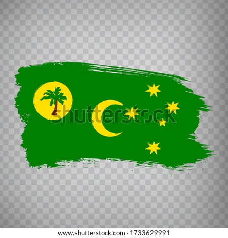 Flag of Cocos (Keeling) Islands from brush strokes. Flag Coconut islands on transparent background for your web site design, app, UI.  Australia. Stock vector.  EPS10.