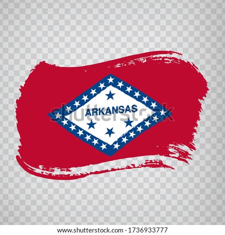 Flag of  Arkansas from brush strokes. United States of America.  Flag  Arkansas on transparent background for your web site design, logo, app, UI. Stock vector. Vector illustration EPS10.