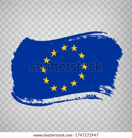 Flag of  European Union from brush strokes.  Flag EU on transparent background for your web site design, logo, app, UI. Stock vector.  EPS10.