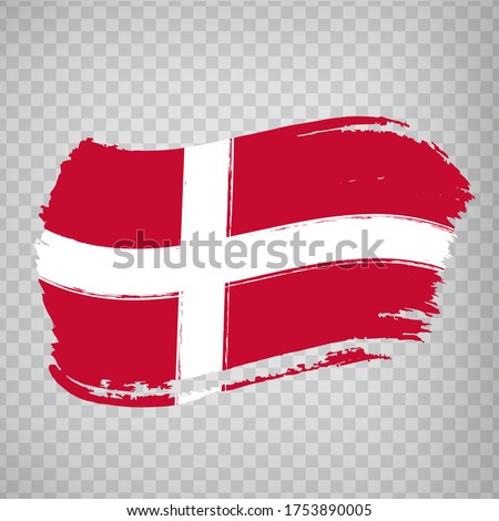 Flag Kingdom of Denmark from brush strokes.  Flag of  Denmark on  transparent background for your web site design, logo, app, UI. Europe. Vector illustration EPS10