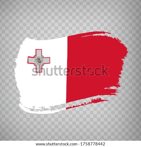 Flag of Malta from brush strokes.  Flag Republic of Malta on  transparent background for your web site design, logo, app, UI. Europe. Vector illustration EPS10