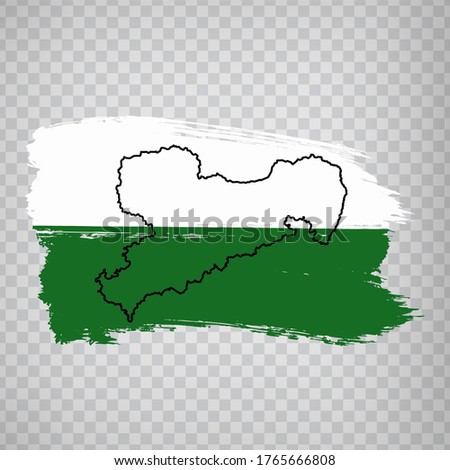 Flag of  Saxony from brush strokes. Germany. High quality map and flag Saxony for your web site design, logo, app  on transparent background.  EPS10.