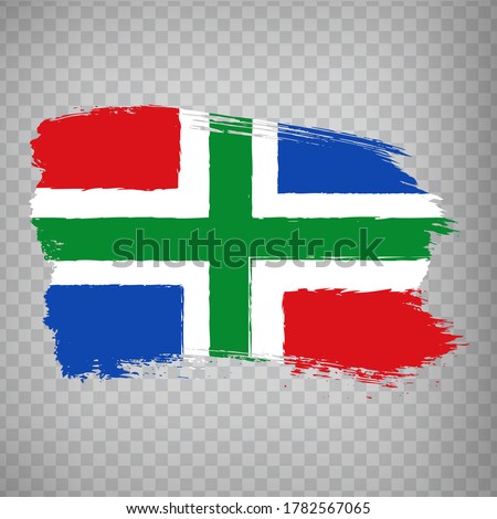 Flag of  Groningen brush strokes. Flag of Groningen on transparent background for your web site design, logo, app, UI. Netherlands. EPS10.