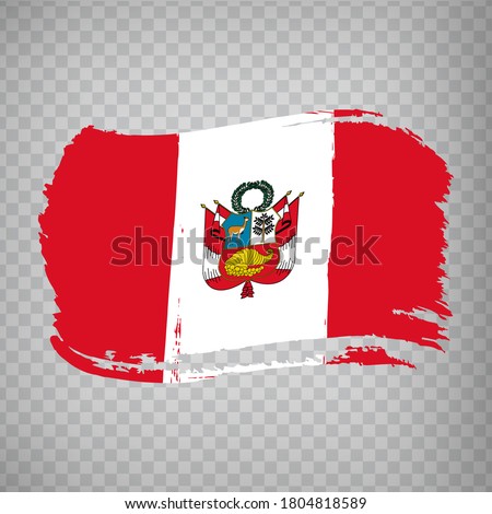 Flag of Peru, brush stroke background.  Flag of the Republic of Peru on transparent background for your web site design, logo, app. EPS10.