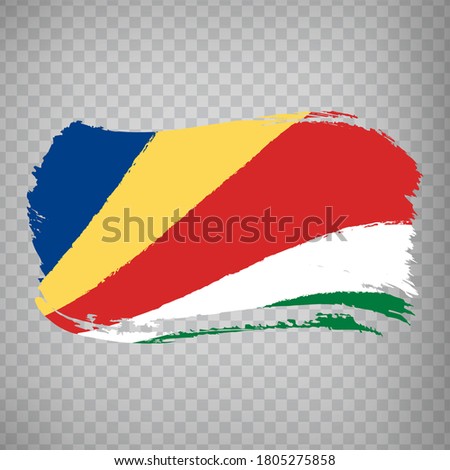 Flag of Seychelles, brush stroke background.  Flag of the Republic of Seychelles on transparent background for your web site design, logo, app. EPS10.