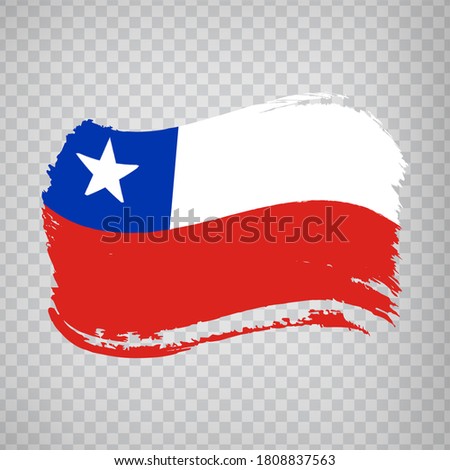 Flag of Chile, brush stroke background.  Flag of the Republic of Chile on transparent background for your web site design, logo, app. EPS10.