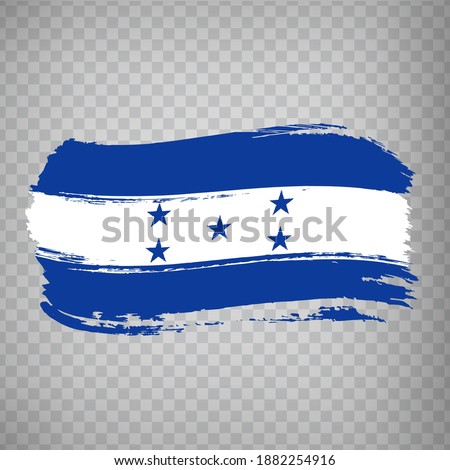 Flag of Honduras, brush stroke background.  Flag Republic of Honduras on transparent background for your web site design, app.  Central America. EPS10.