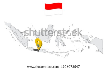 Location of Province Central Java on map Indonesia. 3d Central Java flag map marker location pin. Quality map with Provinces of Indonesia for your web site design, app, UI. EPS10.