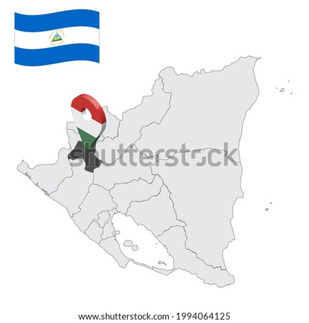 Location of  Esteli Department  on map Nicaragua . 3d location sign similar to the flag of Esteli. Quality map  with  provinces of  Nicaragua for your design. EPS10