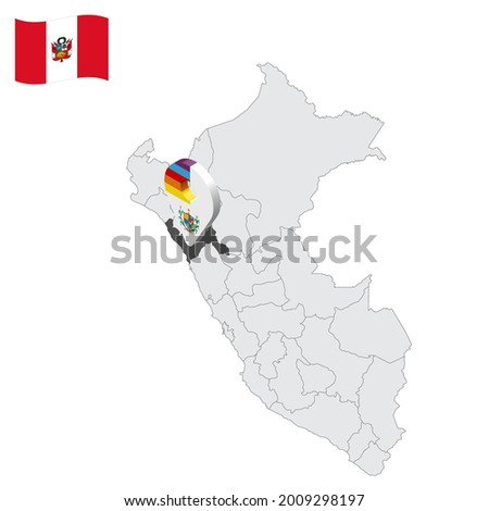 Location of  La Libertad on map Peru. 3d location sign similar to the flag of Liberty. Quality map  with  provinces Republic of Peru for your design. EPS10