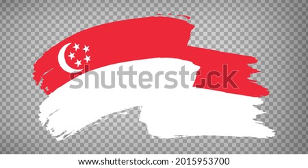 Flag  Singapore brush stroke background.  Flag waving  Singapore  on transparent background for your web site design, app, UI.  EPS10.