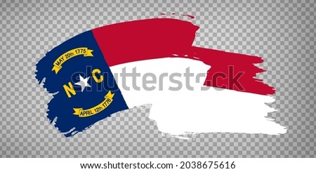Flag  North Carolina of United States brush stroke background.  Flag waving  North Carolina on transparent background for your web site design, app, UI.  USA. EPS10.