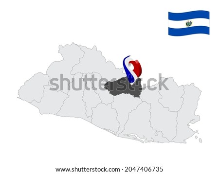 Location of  Cabanas Department on map El Salvador. 3d location sign similar to the flag of Cabanas. Quality map  with  provinces of  El Salvador for your design. EPS10