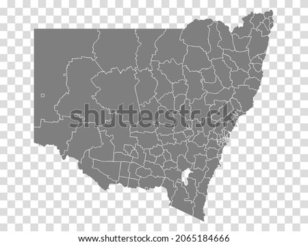 State of New South Wales map on transparent background. Blank Map State of  New South Wales with districts   for your web site design, logo, app, UI. Australia. EPS10.