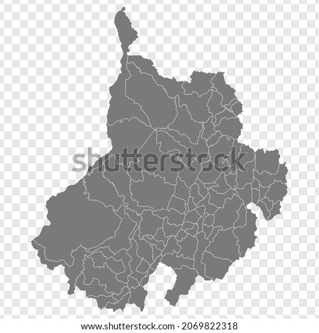 Blank map Santander of Colombia. High quality map Santander with municipalities on transparent background for your web site design, logo, app, UI. Colombia.  EPS10.