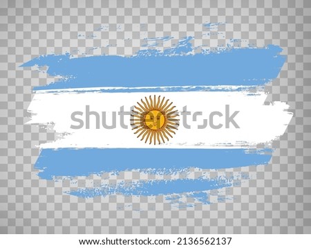 Flag Argentina brush stroke background.  Flag of  Argentine Republic on tranparent backrgound for your web site design, app, UI.  Stock vector. EPS10.
