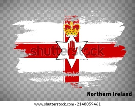 Flag Northern Ireland from brush strokes. Flag Northern Ireland on transparent background for your web site design,  app, UI.  UK. Stock vector.  EPS10.