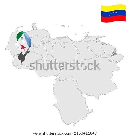 Location Merida State  on map Venezuela. 3d location sign similar to the flag of  Merida. Quality map  with  Regions of the Venezuela for your design. EPS10