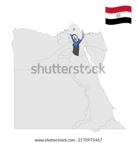 Location Cairo  Governorate on map Egypt. 3d location sign similar to the flag of  Cairo. Quality map  with  provinces Egypt for your design. EPS10