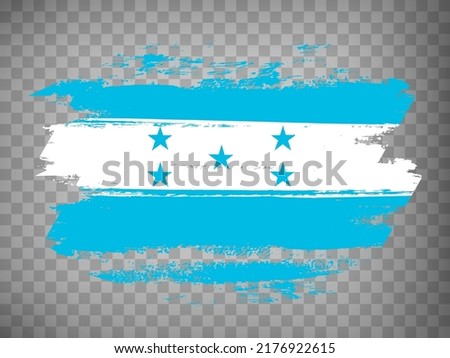 Flag Honduras brush stroke background.  Flag of  Republic of Honduras tranparent backrgound for your web site design, app, UI.  Stock vector. EPS10.