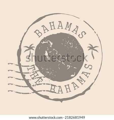 Stamp Postal of The Bahamas. Map Silhouette rubber Seal.  Design Retro Travel. Seal of Map  Bahamas grunge  for your design.  EPS10