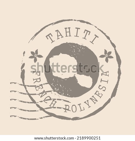 Stamp Postal of Tahiti. Map Silhouette rubber Seal.  Design Retro Travel. Seal of Map Tahiti grunge  for your design. French Polynesia. EPS10