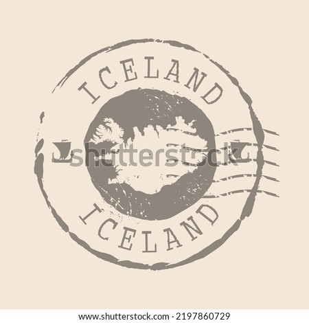 Stamp Postal of Iceland. Map Silhouette rubber Seal.  Design Retro Travel. Seal of Map Iceland grunge  for your design.  EPS10