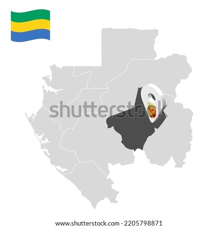 Location  Ogooue-Lolo  Province  on map Gabon. 3d location sign similar to the flag of  Ogooue-Lolo Province. Quality map  with  Regions of the Gabon for your design. EPS10