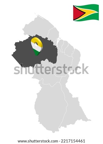 Location  Cuyuni-Mazaruni  Region on map Guyana. 3d location sign similar to the flag of Cuyuni-Mazaruni Region. Quality map  with  Regions of the Guyana for your design. EPS10