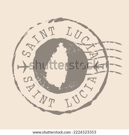 Stamp Postal of  Saint Lucia. Map Silhouette rubber Seal.  Design Retro Travel. Seal of Map Saint Lucia grunge  for your design.  EPS10